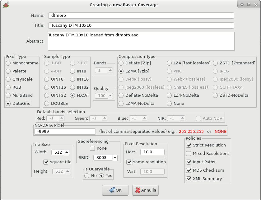 creating a raster coverage